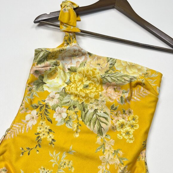 NWOT Zimmermann Amelie Bow Swimsuit One Shoulder Amber Floral Size 2 - Picture 3 of 13